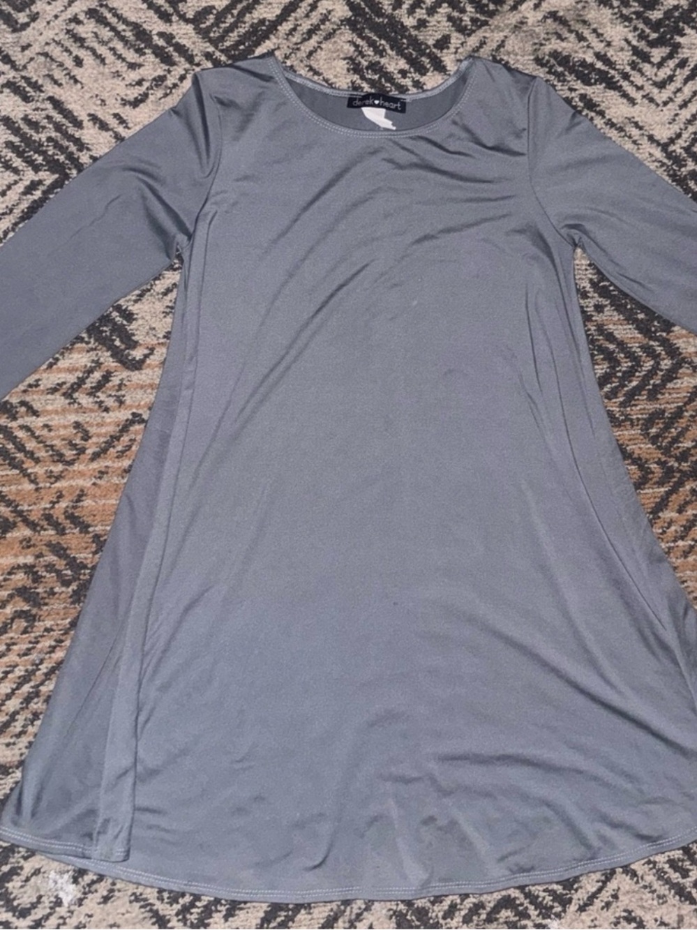 Derek Heart Slate Grey Midi Swing Dress